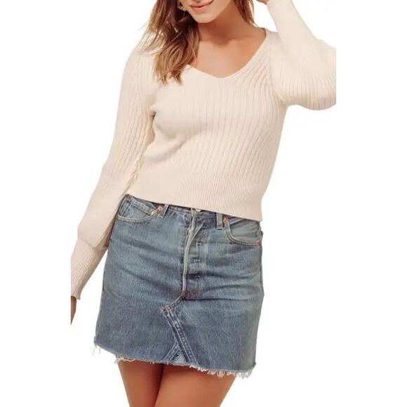 ASTR the Label Mila Ribbed Crop Sweater Blush Size M - Picture 1 of 8